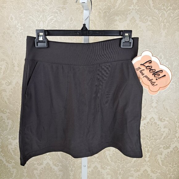 EWhitely Size Small Modern Fit Knit Skort Black Elastic Waistband Pockets NWT - Picture 1 of 13